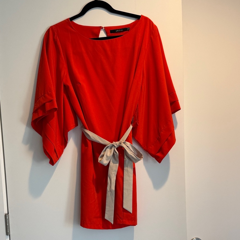 Orange Dress with Tan Belt
